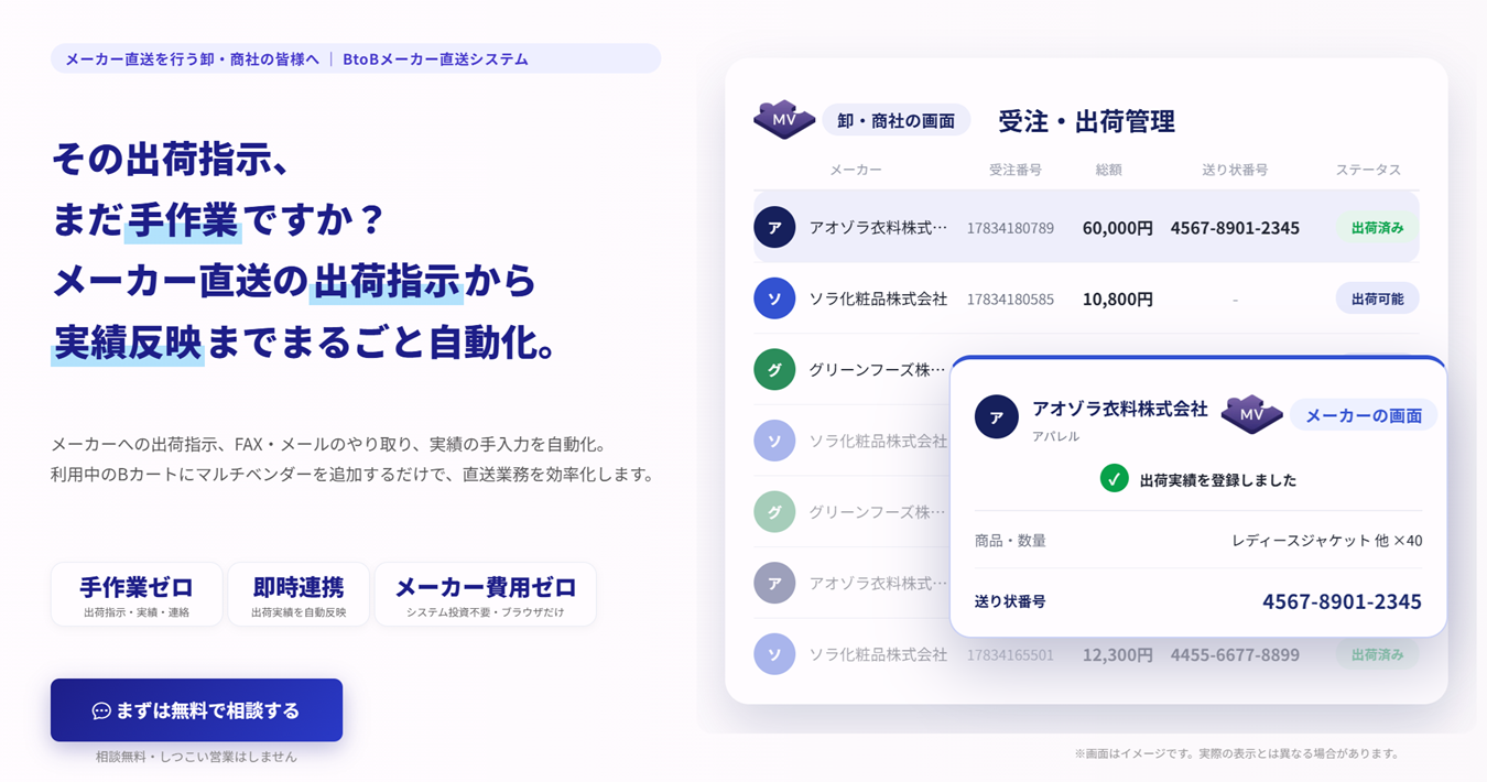マルチベンダー管理画面イメージ